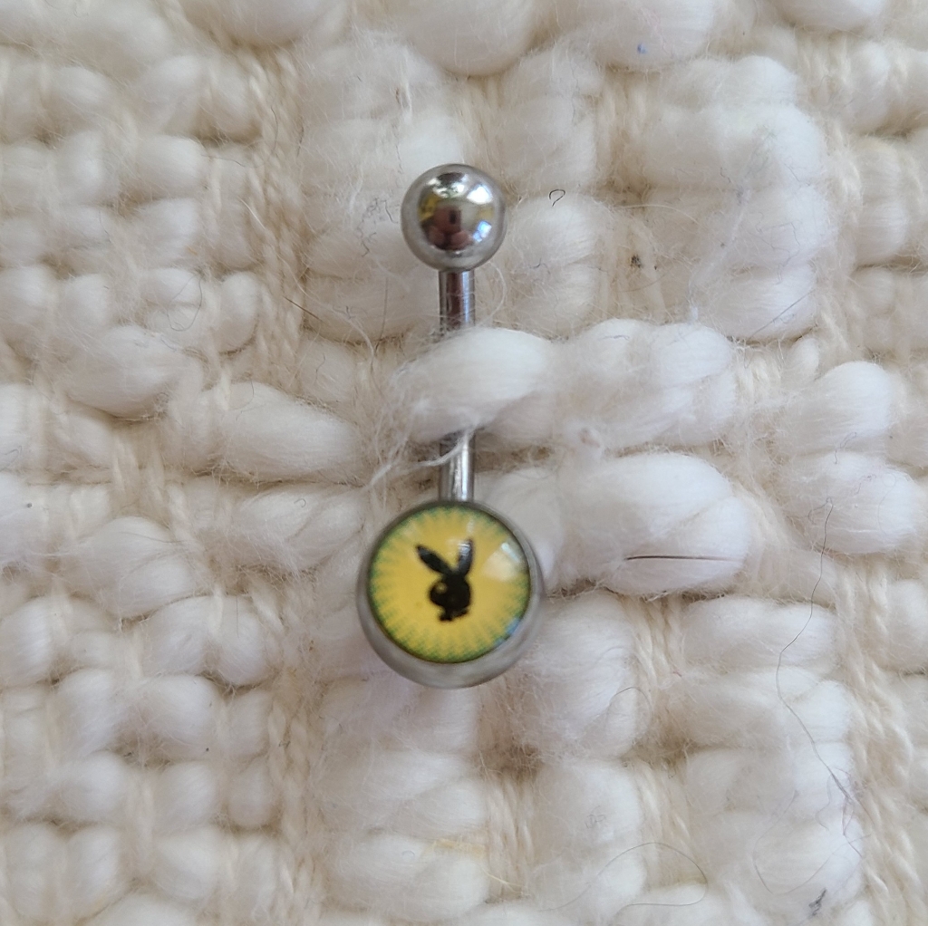 Vintage Playboy Bunny Navel Barbell Belly Ring Body Jewelry